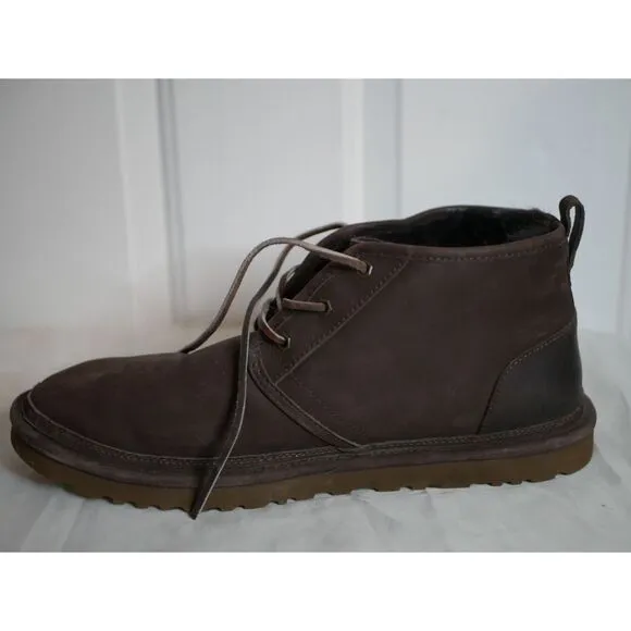 UGG Men's Brown Suede Lace-up Boots with Plush Lining Size 14