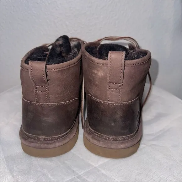 UGG Men's Brown Suede Lace-up Boots with Plush Lining Size 14