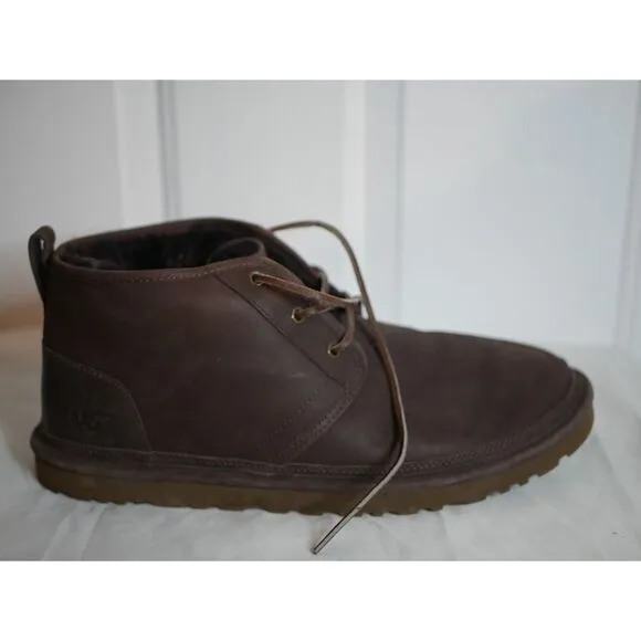 UGG Men's Brown Suede Lace-up Boots with Plush Lining Size 14