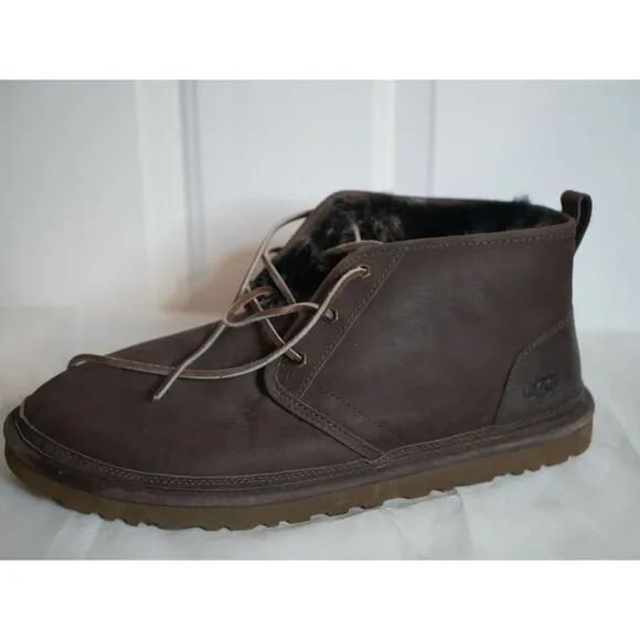 UGG Men's Brown Suede Lace-up Boots with Plush Lining Size 14