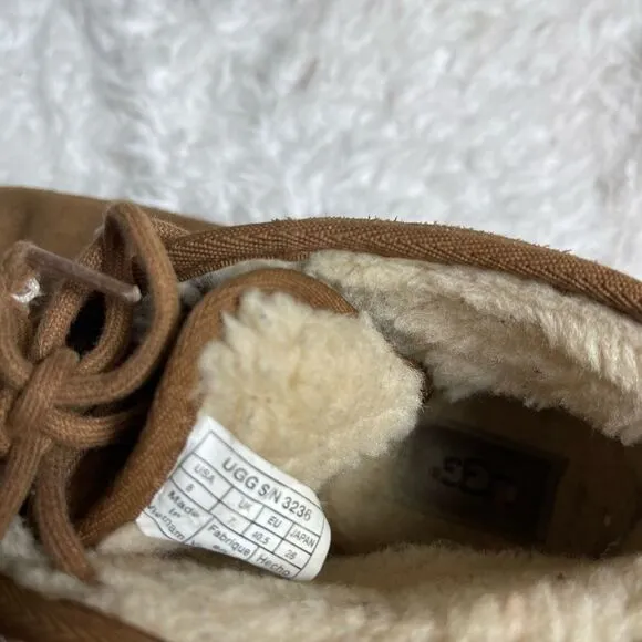 UGG Neumel chestnut leather suede lace up boots wool lining size 8