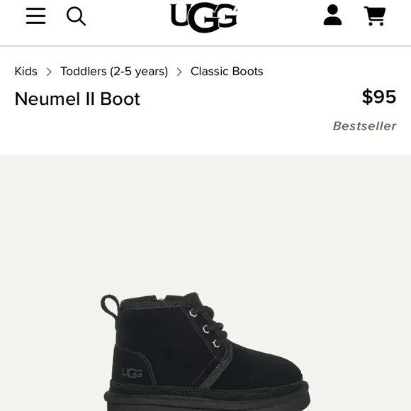 UGG Neumel II Boot Toddler Size 10 Black