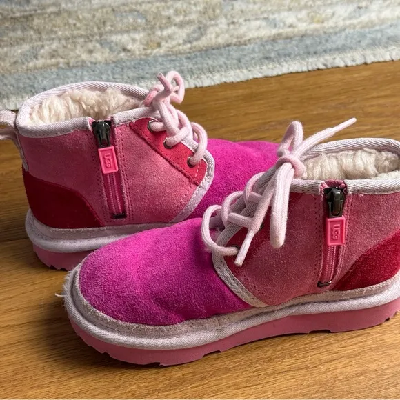UGG Neumel Mashup Suede Boots Pink Toddlers Size 12