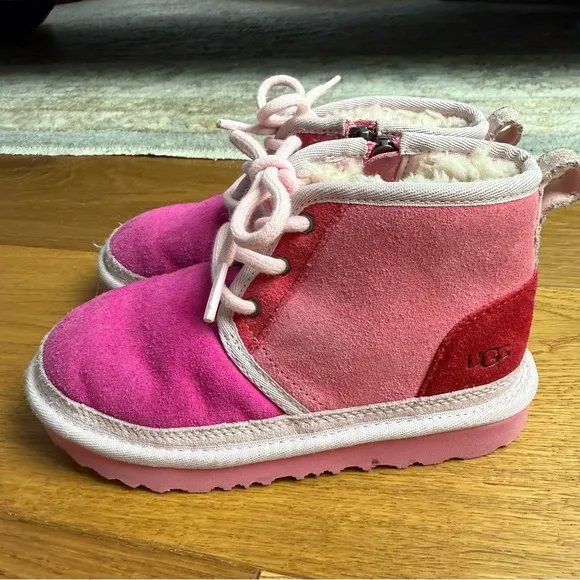 UGG Neumel Mashup Suede Boots Pink Toddlers Size 12