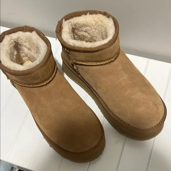 UGG Tan Suede Boots with Cream Lining