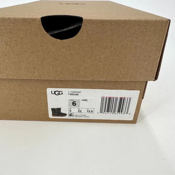 UGG Toddler Girl's Keelan Boots sz 6 Charcoal Gray Wool Lined Suede Upper NEW