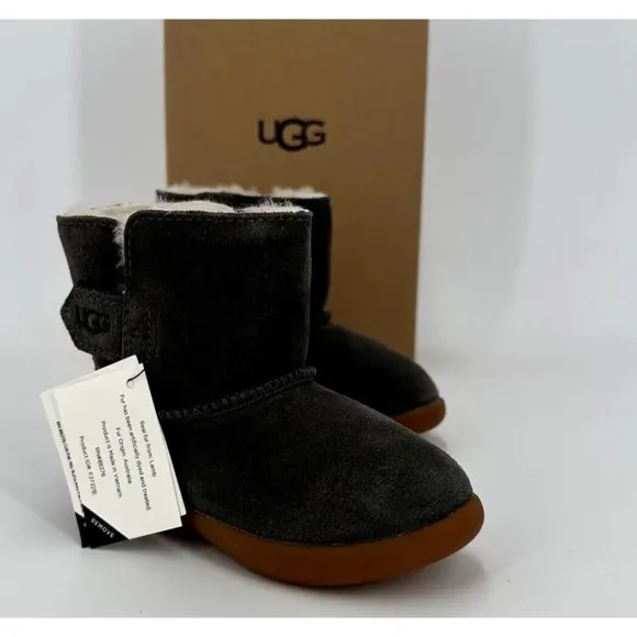 UGG Toddler Girl's Keelan Boots sz 6 Charcoal Gray Wool Lined Suede Upper NEW