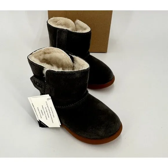 UGG Toddler Girl's Keelan Boots sz 6 Charcoal Gray Wool Lined Suede Upper NEW