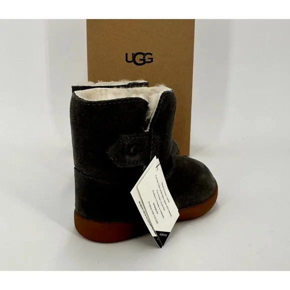UGG Toddler Girl's Keelan Boots sz 6 Charcoal Gray Wool Lined Suede Upper NEW