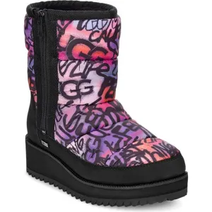 UGG Women Fur Lined Winter Booties Ridge Graffiti Pop Size US 5 Black Pink
