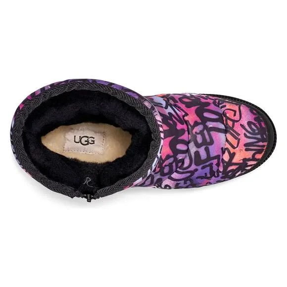 UGG Women Fur Lined Winter Booties Ridge Graffiti Pop Size US 5 Black Pink