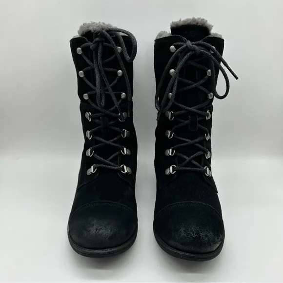 UGG Women’s Gradin Black Suede Combat Lace Up Boots Size 7