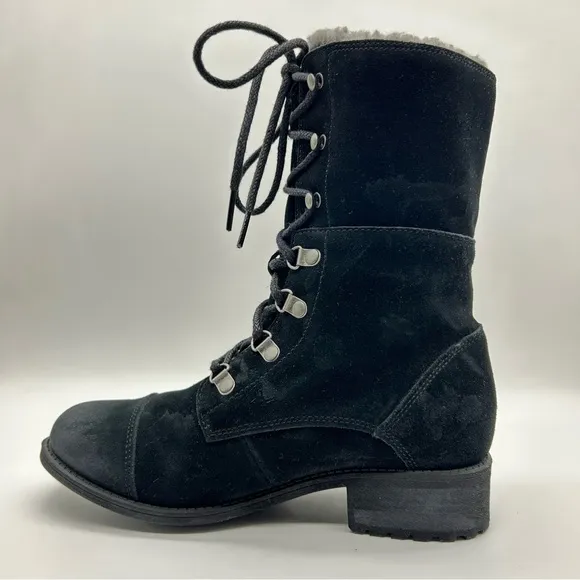 UGG Women’s Gradin Black Suede Combat Lace Up Boots Size 7