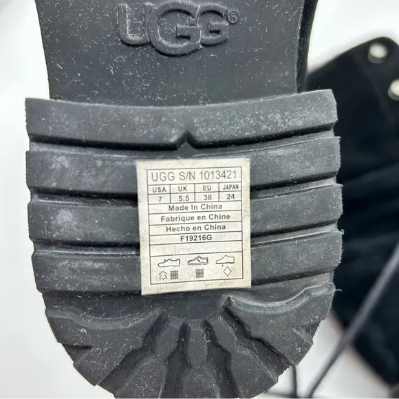 UGG Women’s Gradin Black Suede Combat Lace Up Boots Size 7
