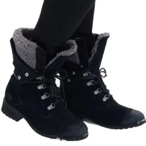 UGG Women’s Gradin Black Suede Combat Lace Up Boots Size 7