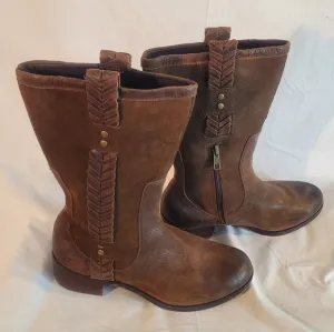 Ugg Women's Size 8 Brown Jaspan Equestrian Riding Brown Leather Suede Boots