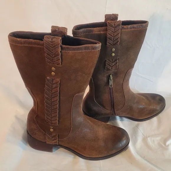Ugg Women's Size 8 Brown Jaspan Equestrian Riding Brown Leather Suede Boots