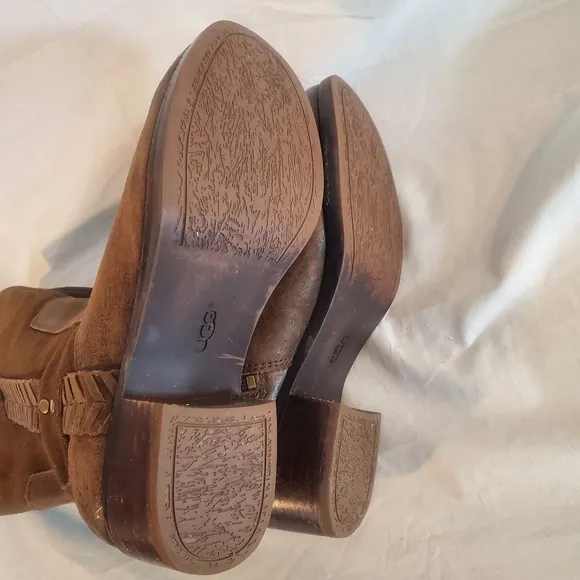 Ugg Women's Size 8 Brown Jaspan Equestrian Riding Brown Leather Suede Boots