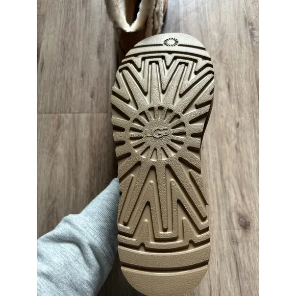 UGG x Telfar Shearling Lined Logo Winter Boots Tan Suede Leather