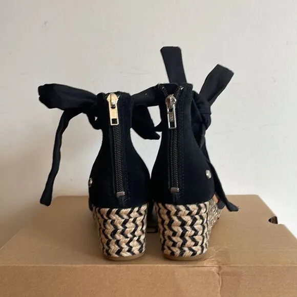 UGG Yarrow Espadrille Wedge Sandals Black Women Size 7.5/UK 5.5/EU 38.5