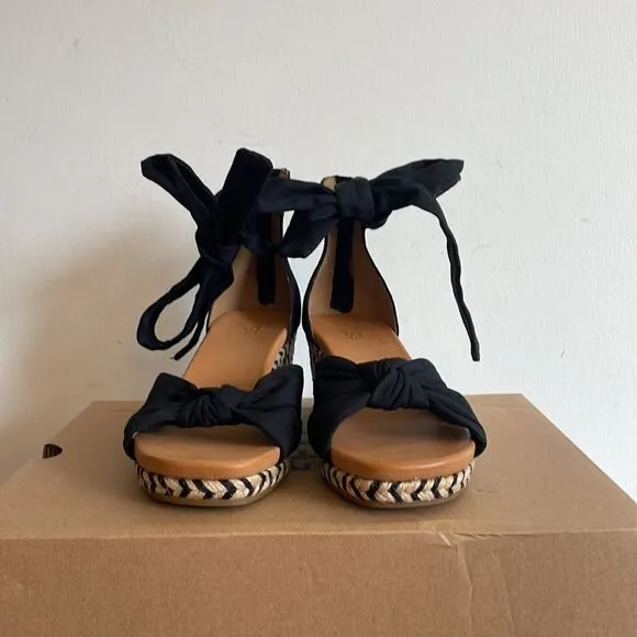UGG Yarrow Espadrille Wedge Sandals Black Women Size 7.5/UK 5.5/EU 38.5
