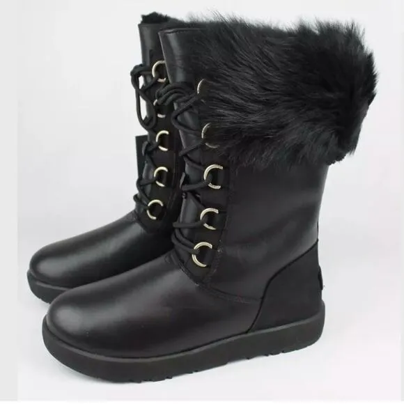 UGG AYA TALL TOSCANA CUFF BLACK WATERPROOF Boots