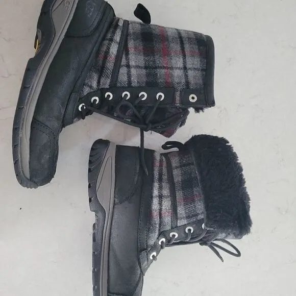 UGG Butte Tartan Plaid Wool Leather 8 Boots
