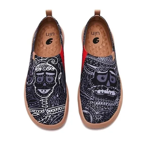 UIN Men's Loafers Knitted Walking Casual Travel Shoes (Mundo de los Muertos)