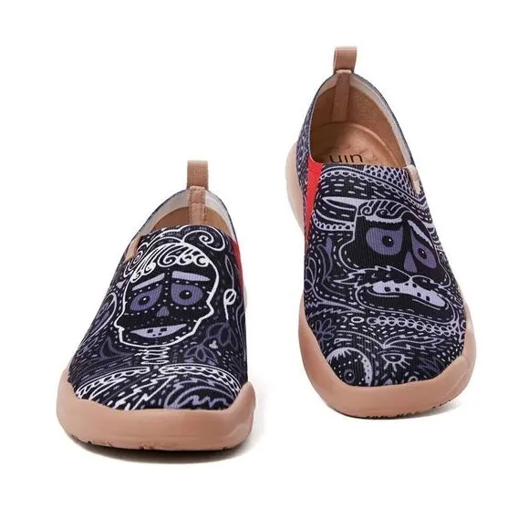 UIN Men's Loafers Knitted Walking Casual Travel Shoes (Mundo de los Muertos)