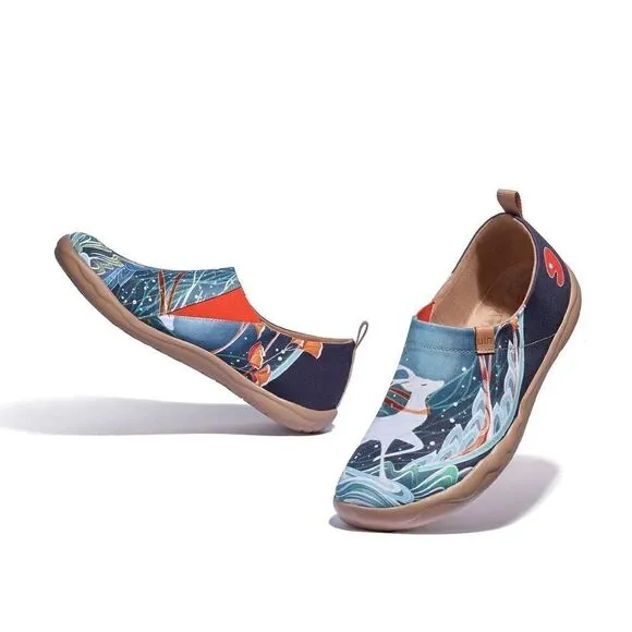 UIN Men's Fashion Sneaker Painted Canvas Slip-On Travel Shoes (Fairy Deer)