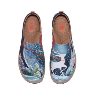 UIN Men's Fashion Sneaker Painted Canvas Slip-On Travel Shoes (Fairy Deer)