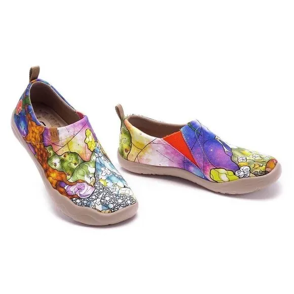 UIN Women's Fashion Sneaker Canvas Slip-On Ladies Travel Shoes (Princess Garden)