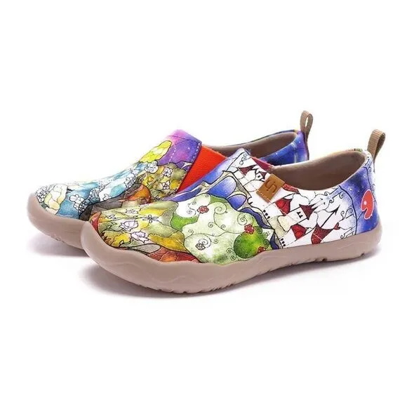 UIN Women's Fashion Sneaker Canvas Slip-On Ladies Travel Shoes (Princess Garden)