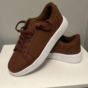 Unbranded Men's Brown Fashion Classic Solid Lace Up Sneaker Shoes Size 39