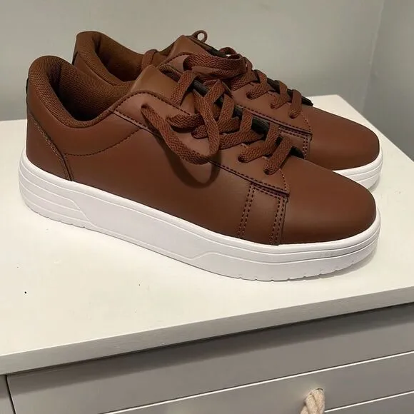 Unbranded Men's Brown Fashion Classic Solid Lace Up Sneaker Shoes Size 39