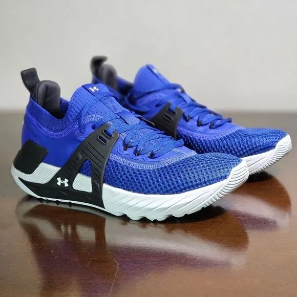 Under Armour UA Project Rock 4 Training Gym Shoes Blue Black Men's Size 8.5 HOVR