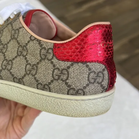 Used Gucci Ace GG Supreme Sneakers Monogram striped size 39 classic with…
