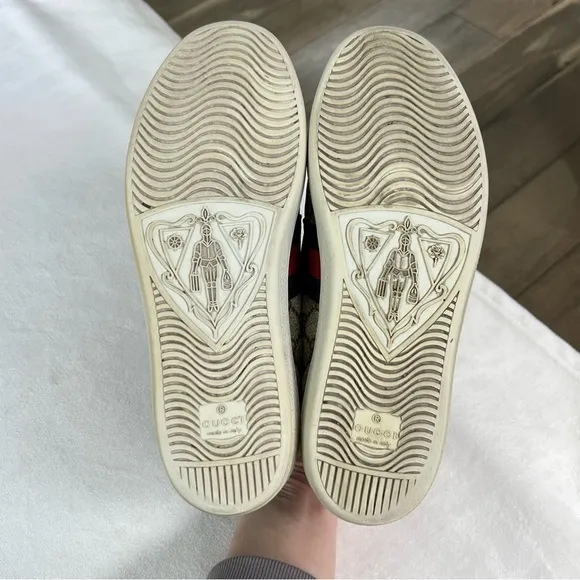 Used Gucci Ace GG Supreme Sneakers Monogram striped size 39 classic with…