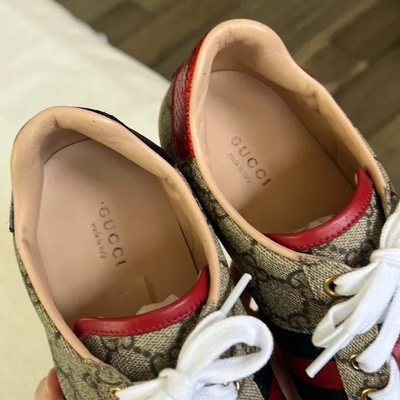 Used Gucci Ace GG Supreme Sneakers Monogram striped size 39 classic with…