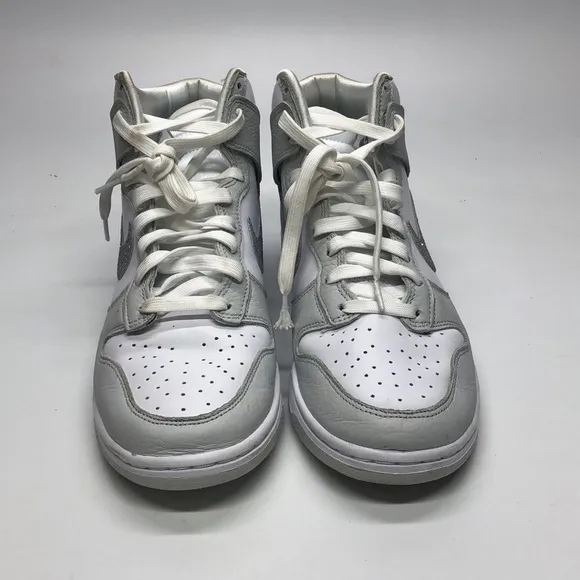 Used Nike Women's Dunk High White/ Metallic Silver FJ4578-100 Fashion Shoes