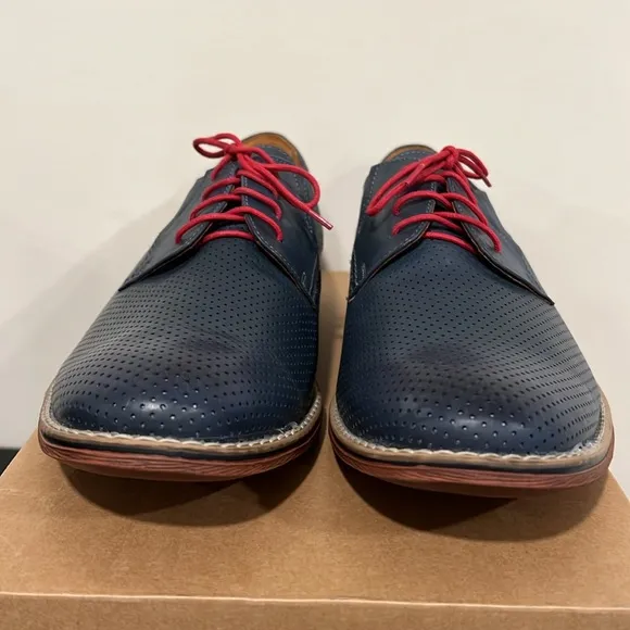 V Italia Men’s Blue Perforated Leather Lace Up Shoes Size 44