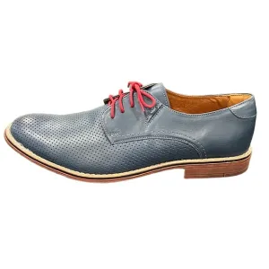 V Italia Men’s Blue Perforated Leather Lace Up Shoes Size 44