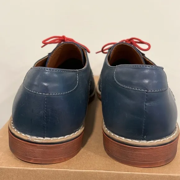 V Italia Men’s Blue Perforated Leather Lace Up Shoes Size 44