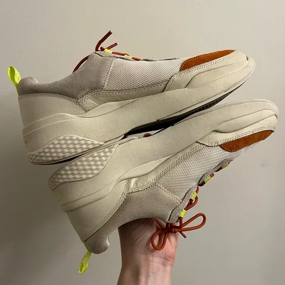 Vagabond x Free People Lexy Lace Up Sneakers Off White &amp; Orange Size US 8