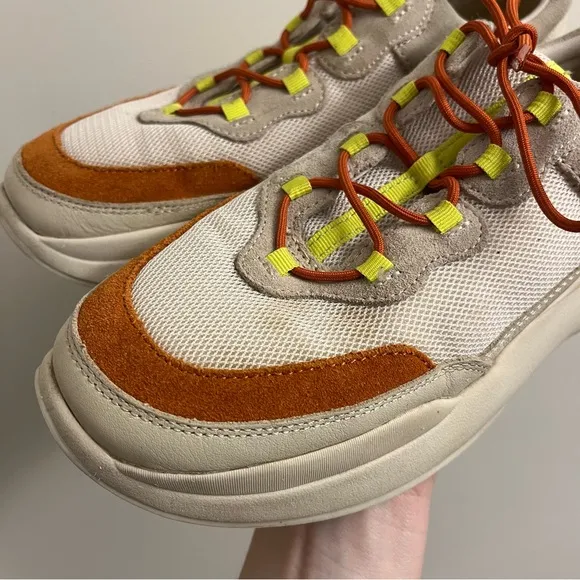 Vagabond x Free People Lexy Lace Up Sneakers Off White &amp; Orange Size US 8
