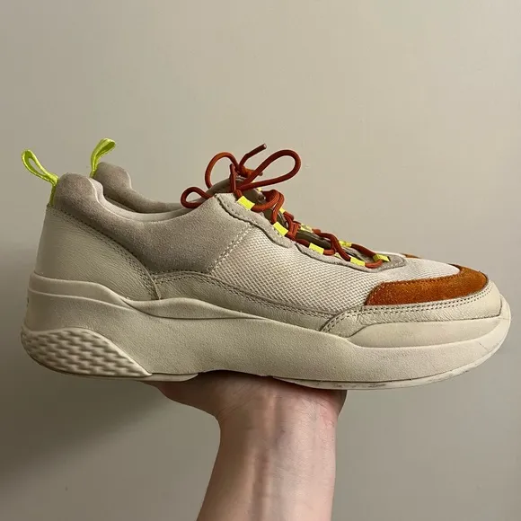 Vagabond x Free People Lexy Lace Up Sneakers Off White &amp; Orange Size US 8