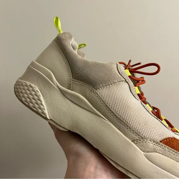 Vagabond x Free People Lexy Lace Up Sneakers Off White &amp; Orange Size US 8