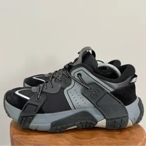 Valentino Black/Grey Fabric and Suede VLTN Wod Low Top Sneakers Size EU 41 US 8