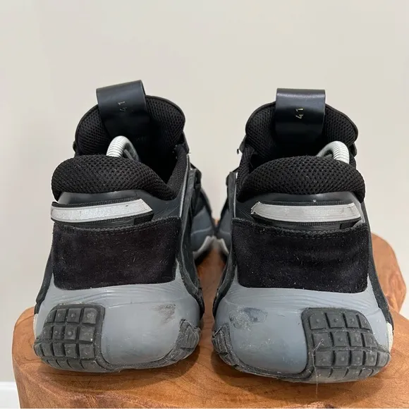 Valentino Black/Grey Fabric and Suede VLTN Wod Low Top Sneakers Size EU 41 US 8