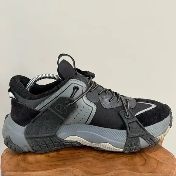Valentino Black/Grey Fabric and Suede VLTN Wod Low Top Sneakers Size EU 41 US 8